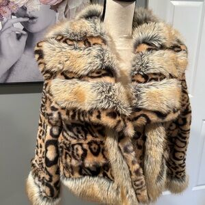 Leopard Print Faux Fur Jacket